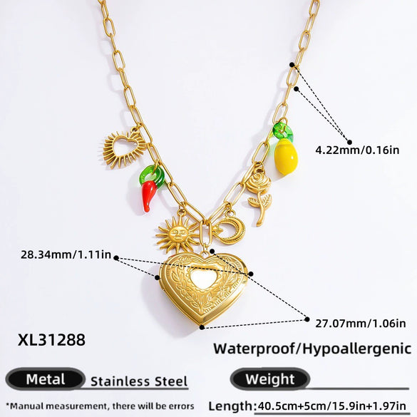 Stainless Steel And Titanium Steel Geometric Pendant Clavicle Chain Necklace With 18K Gold Electroplating For Women