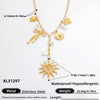 Stainless Steel And Titanium Steel Geometric Pendant Clavicle Chain Necklace With 18K Gold Electroplating For Women