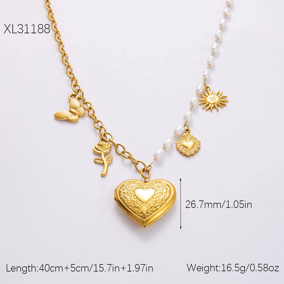 Stainless Steel And Titanium Steel Geometric Pendant Clavicle Chain Necklace With 18K Gold Electroplating For Women