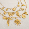 Stainless Steel And Titanium Steel Geometric Pendant Clavicle Chain Necklace With 18K Gold Electroplating For Women