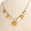 Stainless Steel And Titanium Steel Geometric Pendant Clavicle Chain Necklace With 18K Gold Electroplating For Women