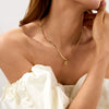 Stainless Steel And Titanium Steel Geometric Pendant Necklace With Electroplating For Women