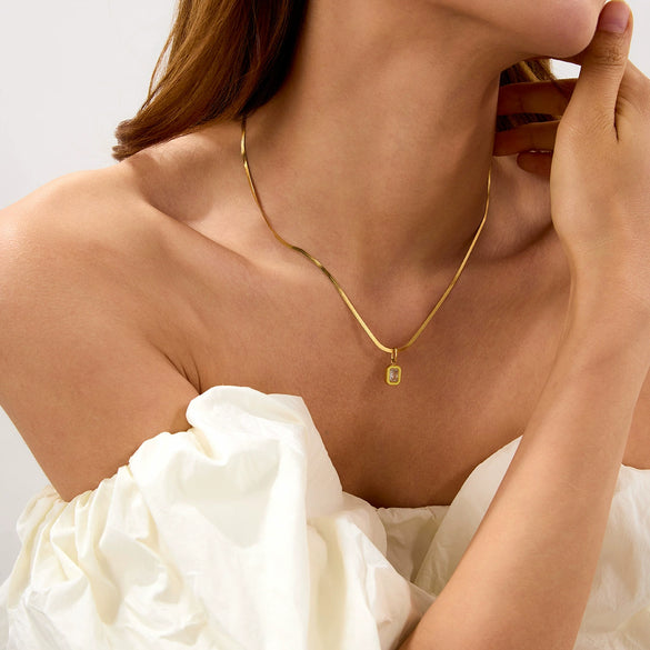 Stainless Steel And Titanium Steel Geometric Pendant Necklace With Electroplating For Women