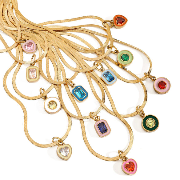 Stainless Steel And Titanium Steel Geometric Pendant Necklace With Electroplating For Women