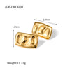Stainless Steel And Titanium Steel Geometric Square Earrings With Hammer Pattern Electroplated Jewelry For Women