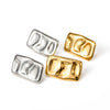 Stainless Steel And Titanium Steel Geometric Square Earrings With Hammer Pattern Electroplated Jewelry For Women