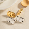 Stainless Steel And Titanium Steel Geometric Square Earrings With Hammer Pattern Electroplated Jewelry For Women