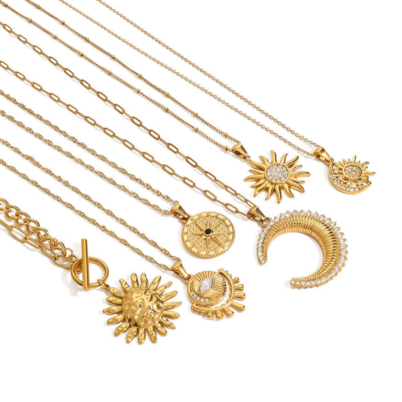 Stainless Steel And Titanium Steel Geometric Star Necklace With Electroplating