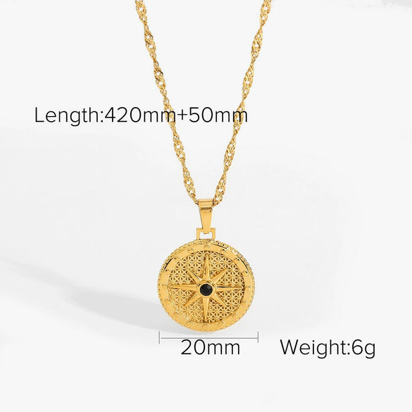 Stainless Steel And Titanium Steel Geometric Star Zircon Necklace For Women With Electroplating