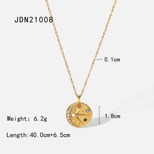 Stainless Steel And Titanium Steel Geometric Star Zircon Necklace For Women With Electroplating