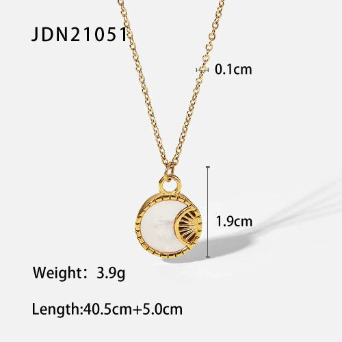 Stainless Steel And Titanium Steel Geometric Star Zircon Necklace For Women With Electroplating