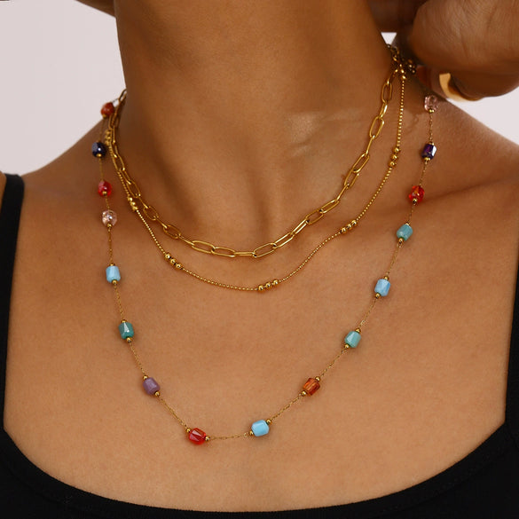 Stainless Steel And Titanium Steel Geometric Style Electroplated Women's Necklace