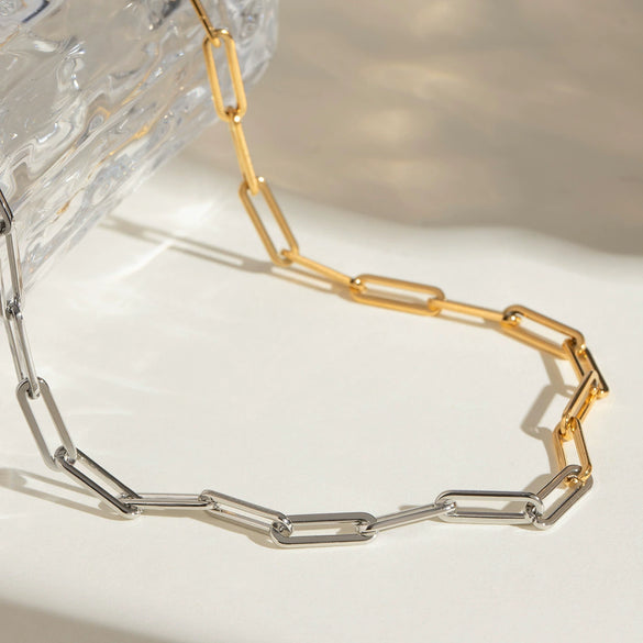 Stainless Steel And Titanium Steel Geometric Style Necklace With Regular Chain And Electroplating Treatment For Women
