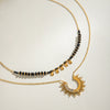 Stainless Steel And Titanium Steel Geometric Sunflower Pendant Necklace With Electroplating For Women