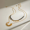 Stainless Steel And Titanium Steel Geometric Sunflower Pendant Necklace With Electroplating For Women