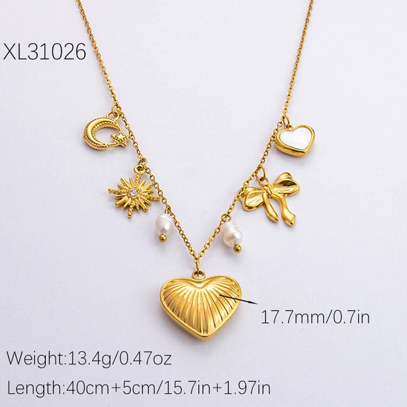 Stainless Steel And Titanium Steel Geometric Sunflower Tarot Pendant Clavicle Chain Jewelry For Women With Electroplating