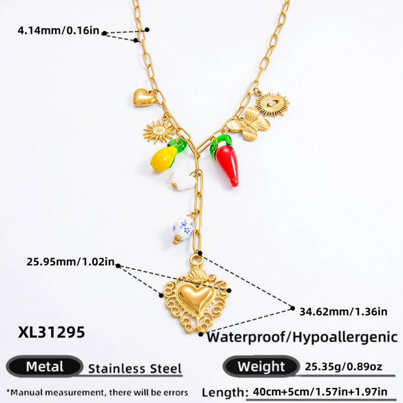 Stainless Steel And Titanium Steel Geometric Sunflower Tarot Pendant Clavicle Chain Jewelry For Women With Electroplating