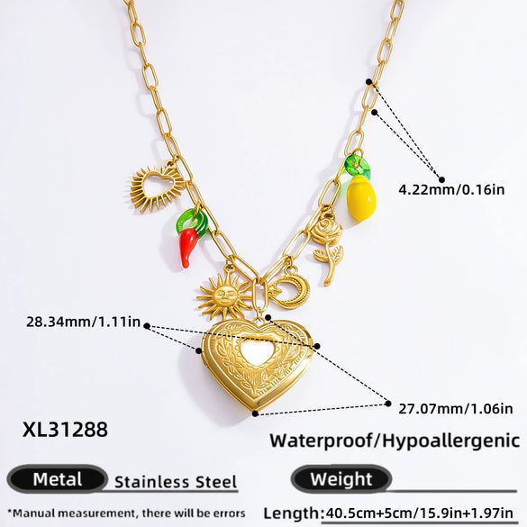 Stainless Steel And Titanium Steel Geometric Sunflower Tarot Pendant Clavicle Chain Jewelry For Women With Electroplating