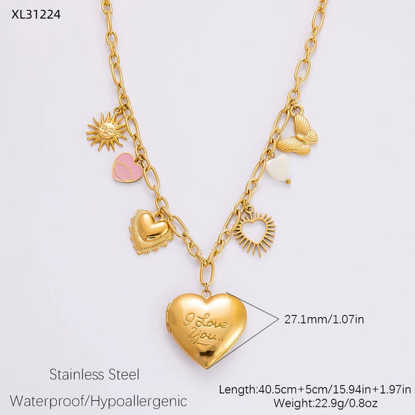 Stainless Steel And Titanium Steel Geometric Sunflower Tarot Pendant Clavicle Chain Jewelry For Women With Electroplating
