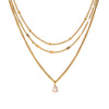 Stainless Steel And Titanium Steel Geometric Water Drop Pendant Multilayer Stacked Clavicle Chain Necklace For Women With Electroplating