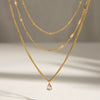 Stainless Steel And Titanium Steel Geometric Water Drop Pendant Multilayer Stacked Clavicle Chain Necklace For Women With Electroplating