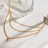 Stainless Steel And Titanium Steel Geometric Water Drop Pendant Multilayer Stacked Clavicle Chain Necklace For Women With Electroplating