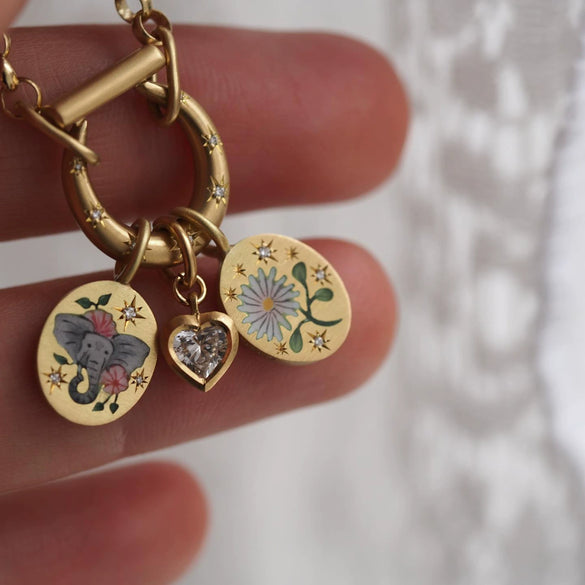 Stainless Steel And Titanium Steel Hand Painted Geometric Flower Pendant Necklace For Women With Electroplating