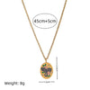 Stainless Steel And Titanium Steel Hand Painted Geometric Flower Pendant Necklace For Women With Electroplating