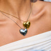 Stainless Steel And Titanium Steel Heart Shape Pendant Necklace With Electroplating For Women