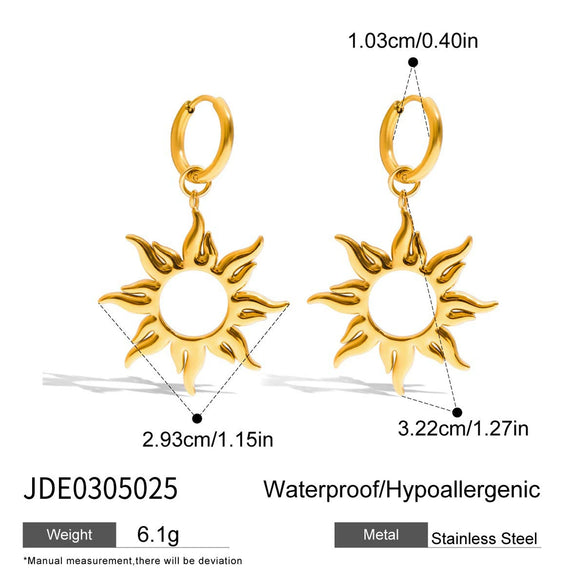 Stainless Steel And Titanium Steel Hollow Bracelet And Earrings With Stars Sun And Moon Clouds Universe Pattern Electroplated Minimalist Jewelry For Women
