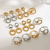 Stainless Steel And Titanium Steel Horseshoe Buckle Earrings With Heart Water Drop And Bell Patterns Electroplated Geometric Style