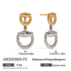 Stainless Steel And Titanium Steel Horseshoe Buckle Earrings With Heart Water Drop And Bell Patterns Electroplated Geometric Style