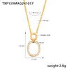 Stainless Steel And Titanium Steel Inlaid Zircon Double Ring Necklace Bracelet For Women With Electroplating And Geometric Style