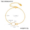 Stainless Steel And Titanium Steel Inlaid Zircon Double Ring Necklace Bracelet For Women With Electroplating And Geometric Style