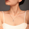 Stainless Steel And Titanium Steel Inlaid Zircon Double Ring Necklace Bracelet For Women With Electroplating And Geometric Style