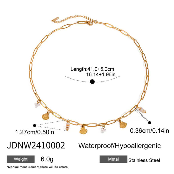 Stainless Steel And Titanium Steel Ins Style Threaded Shell Pendant Necklace For Women