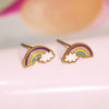 316L Stainless Steel And 316L Stainless Steel Jewelry For Kids Dopamine Dripping Oil Rainbow Cloud Style With Electroplating And Chain Pattern Include Necklace Bracelet Ring Earrings