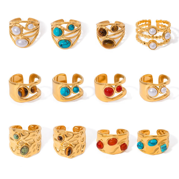 Stainless Steel And Titanium Steel Jewelry Geometric Style Electroplated Bracelet And Ring