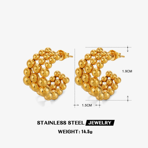 Stainless Steel And Titanium Steel Jewelry Set With Geometric Style For Women Earrings And Necklace With Ochain And 18K Gold Plated Electroplating