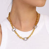 Stainless Steel And Titanium Steel Jewelry Set With Geometric Style For Women Electroplated Necklace And Bracelet