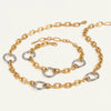 Stainless Steel And Titanium Steel Jewelry Set With Geometric Style For Women Electroplated Necklace And Bracelet