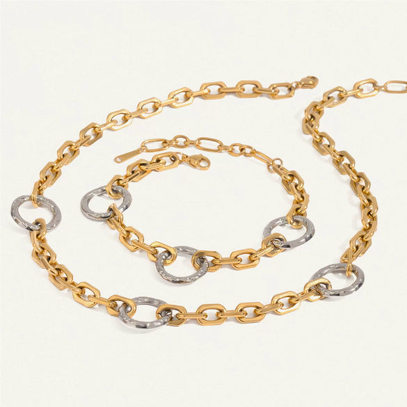 Stainless Steel And Titanium Steel Jewelry Set With Geometric Style For Women Electroplated Necklace And Bracelet