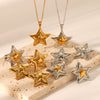 Stainless Steel And Titanium Steel Jewelry With Fivepointed Star Pattern Electroplated Pendant Necklace And Earrings For Women