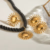 Stainless Steel And Titanium Steel Jewelry With Sunflower Design And Electroplating Process For Women