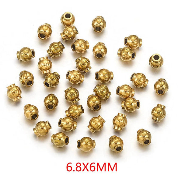 Stainless Steel And Titanium Steel Lantern And Curved Beads Vacuum Goldplated Electroplated Diy Handmade Jewelry Accessories Beads