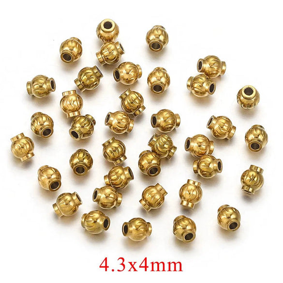 Stainless Steel And Titanium Steel Lantern And Curved Beads Vacuum Goldplated Electroplated Diy Handmade Jewelry Accessories Beads