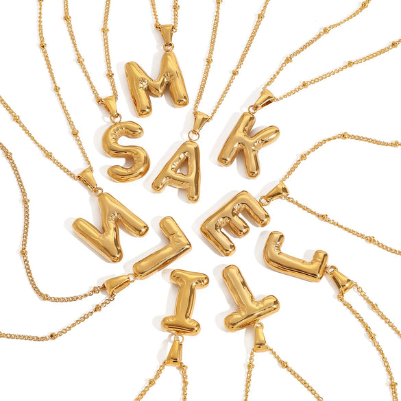 Stainless Steel And Titanium Steel Letter Necklace Pendant With Electroplating For Women