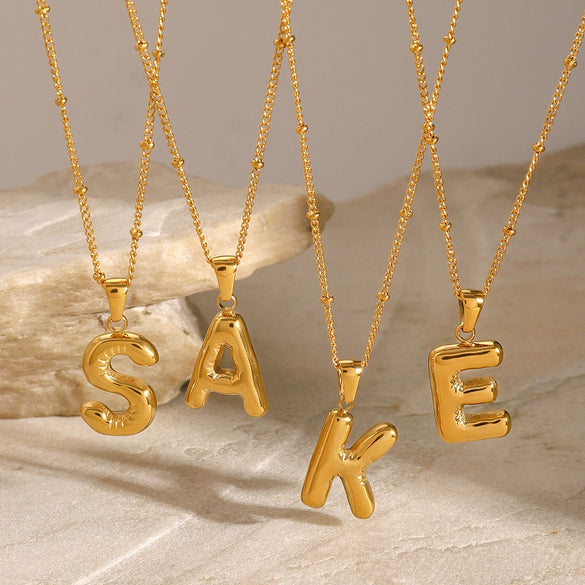Stainless Steel And Titanium Steel Letter Necklace Pendant With Electroplating For Women