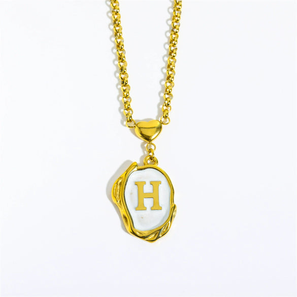 Stainless Steel And Titanium Steel Letters Numbers Text Dripping Oil Stereo Electroplated Necklace Ochain