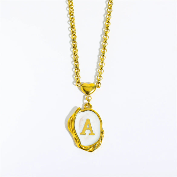 Stainless Steel And Titanium Steel Letters Numbers Text Dripping Oil Stereo Electroplated Necklace Ochain